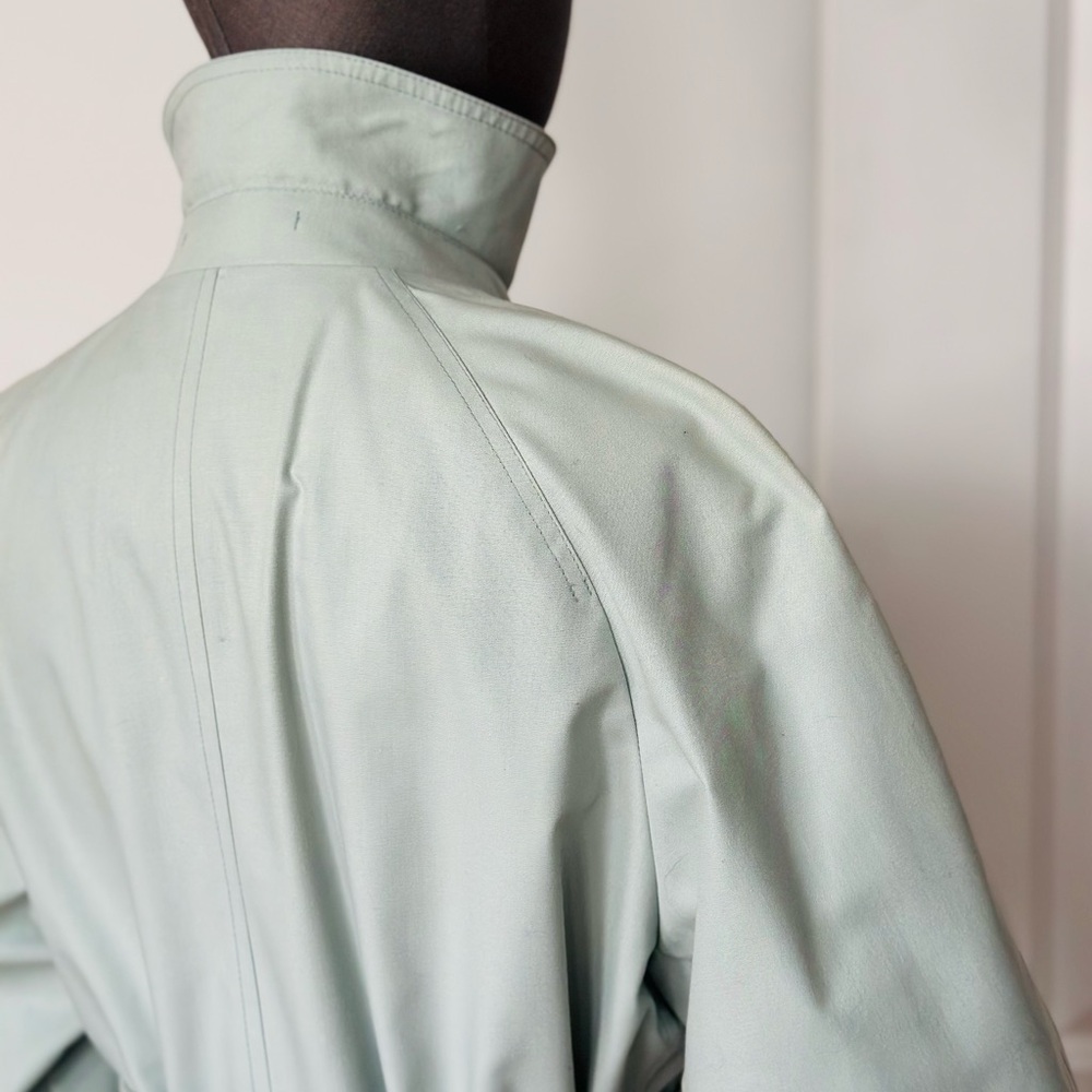 London Fog Belted Trench Coat Mint Sage Rain Coat Classic Vintage - Picture 13 of 17
